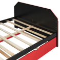 thumbnail image 6 of Full Size Day Bed Frame with Twin Size Trundle and USB Charging Ports, Wood Daybed with Build-in Desk for Bedroom, Apartment, Home Office, Space-Saving Design, Mattress Not Included, Red, 6 of 9