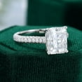 thumbnail image 3 of Silvago Jewel 14K White Gold Plated Rings - Excellent 2.2 Ct Radiant Cut Lab Created Simulated Diamond Rings - Under-Halo Diamond Ring for Women's - Solitaire with Accent Diamond Rings for Her, 3 of 9