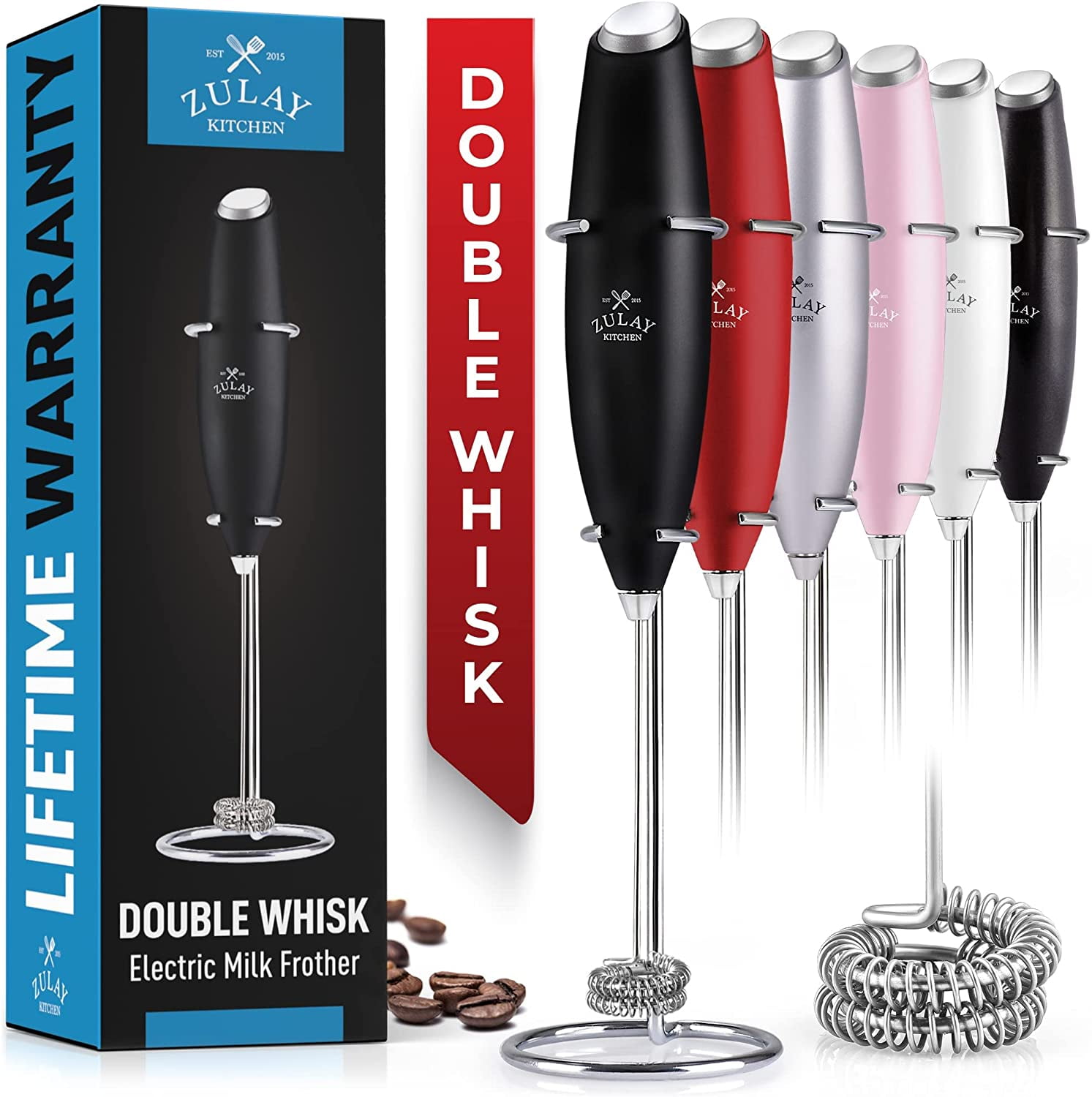 Zulay Kitchen Double Whisk Milk Frother With Stand - Black, 1 - Fry's Food  Stores