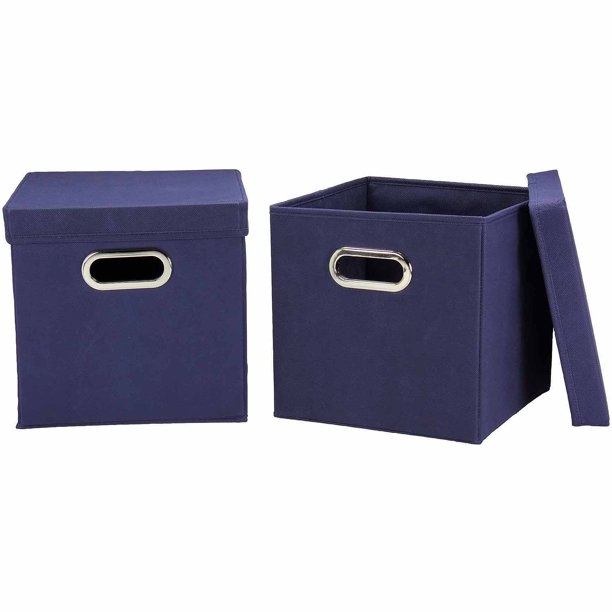 Household Essentials Cube Set with Lids, 2pk, Navy