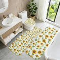 thumbnail image 5 of Sunflower and Leaf White Pattern Bathroom Rug Set 4 Piece,Includes Contour,Lid Cover,Bath Mat,Non-Slip Extra Soft Absorbent Washable, 5 of 5