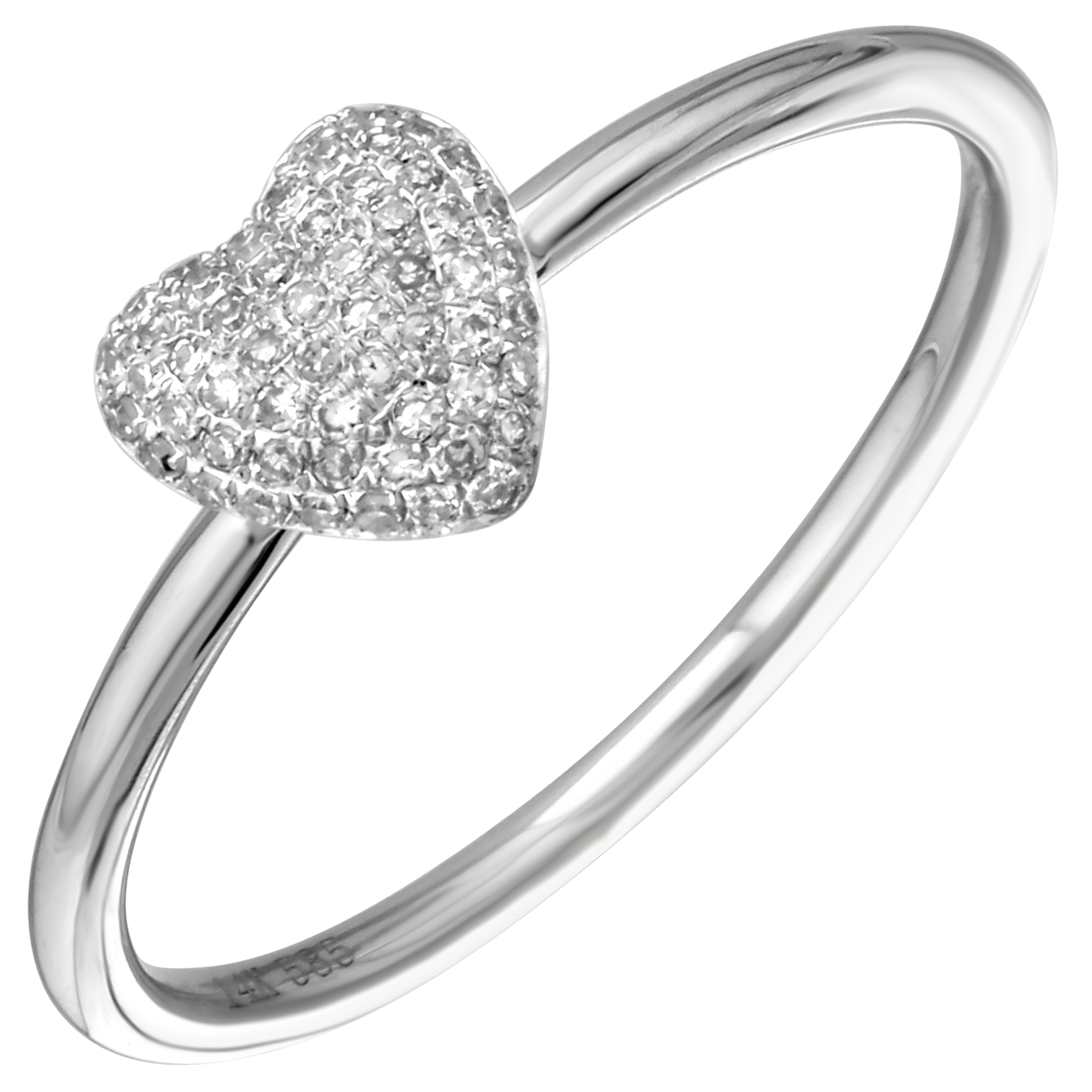 LCD Heart  Shaped Ring  Band 14k White  Gold  0 11 Ct 