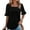 Black, variant on Aobny Cotton Women Spring Tops Loose Fit Black T-shirts Elbow-Length Ruffle Square Neck Womans Tops,S