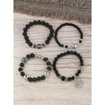thumbnail image 3 of EOEMY 4Pcs Tree Detail Round Charm Matte Black Beaded Bracelet Women Bracelet-Default, 3 of 5