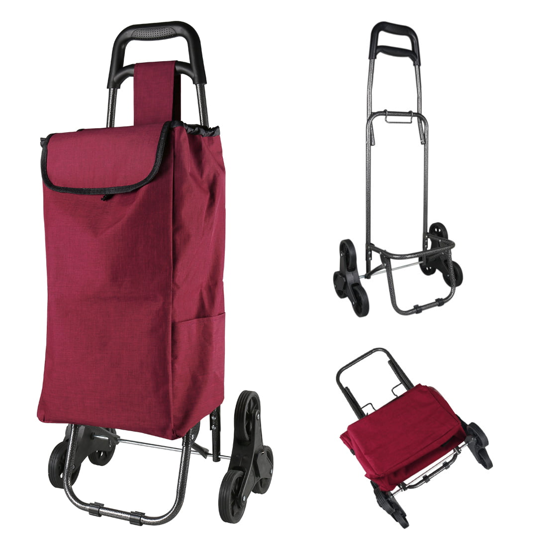 LYS Trolleys,Stair Climbing Shopping Cart with Wheels Trendy Folding Shopping Trolley Waterproof Cloth 39L Storage Bag