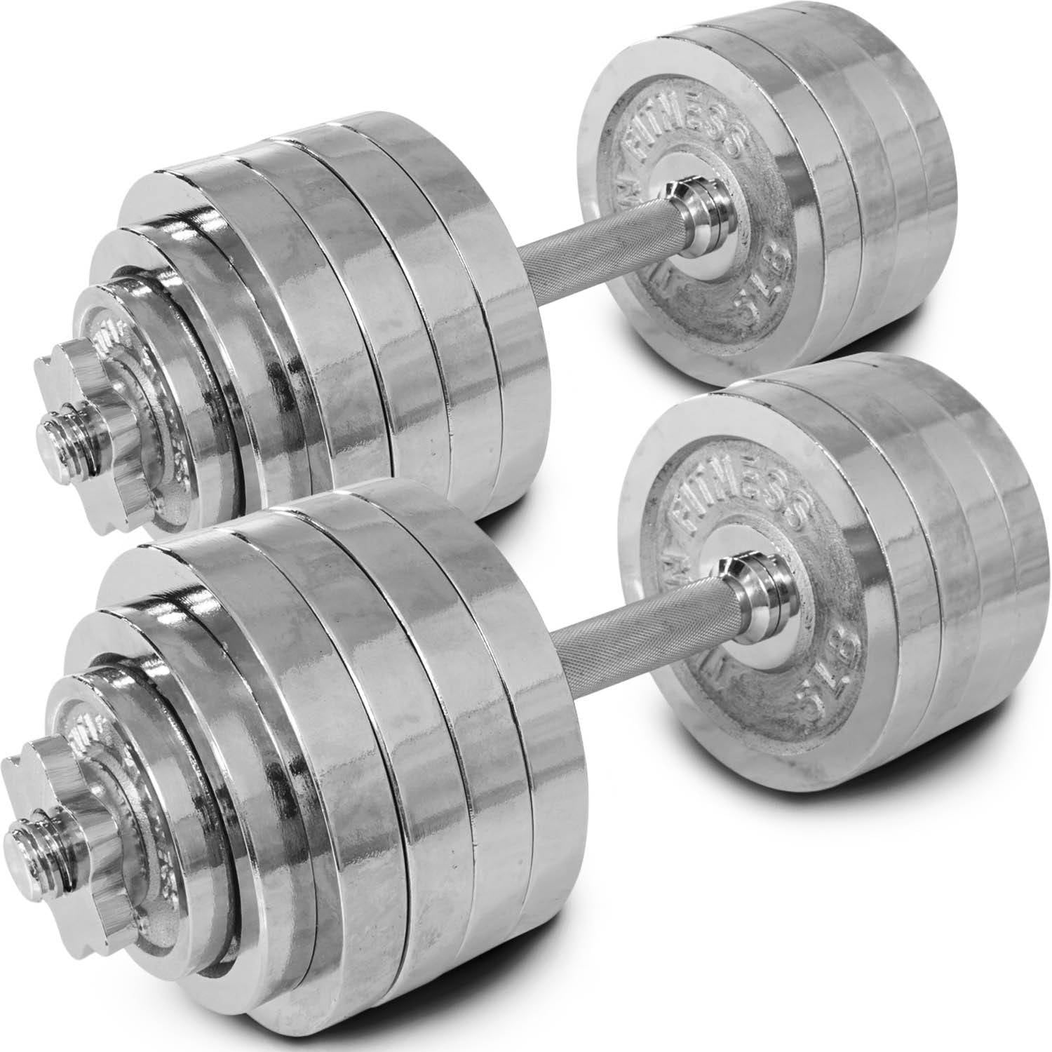Pair Adjustable Chrome Dumbbells Weight 100lb Kit Set Total Titan
