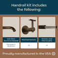 thumbnail image 4 of Industrial Aluminum 1.5 Inch Round Ada Complete Indoor/outdoor Straight Handrail Grab Bar Kit, Returns To Wall, 18 Foot Handrail, Bronze, 4 of 4