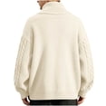 thumbnail image 5 of Xdegoge Mens Cardigans Button Down Stand Collar Thick Chunky Cable Knit Sweaters with Pockets Winter Warm Relaxed Fit Knitted Vintage Fall Coat M-4Xl, 5 of 9