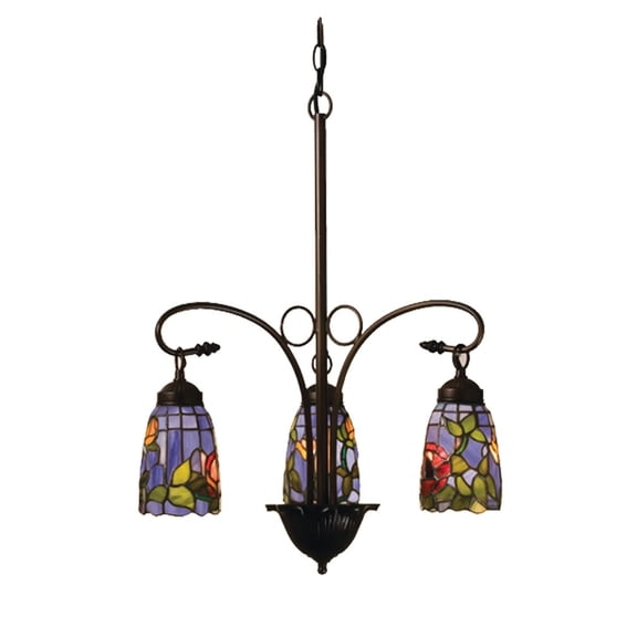 Meyda Tiffany 27414 Rosebush 3 Light 23" Wide Chandelier - Tiffany Glass