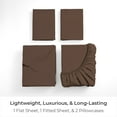 thumbnail image 3 of Mellanni 4-Piece Iconic Queen Bedsheet Set - Microfiber, 16" Deep Pocket, Cooling, Wrinkle, Fade, Stain Resistant, Brown, 3 of 7