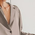 thumbnail image 4 of Womens Silk Satin 2 Piece Lounge Sets Casual Loose Long Sleeve Button Down Shirt and Pants Pajamas Sleepwear Pjs Ladies Clothes, 4 of 5