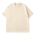 thumbnail image 2 of WREESH Men's Solid Color Round Neck T-Shirt Casual Pullover with Short Sleeves, Solid Fashion Top Beige, 2 of 5