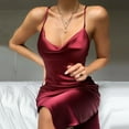 thumbnail image 7 of Women's Sleeveless Spaghetti Strap Satin Dress Beach Evening Party Cowl Neck Midi Dresses plus Size Womens Dresses Fall Dresses for Women Petite Casual V Neck Dress Summery Dresses Women Dresses Knee, 7 of 7