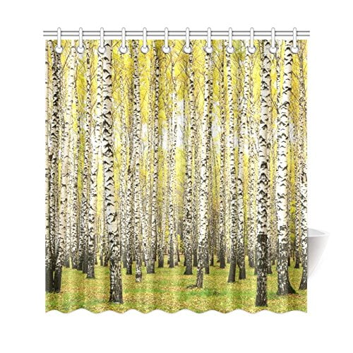RYLABLUE Personalized Birch Tree of Life Shower Curtain Hooks 66x72