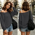 thumbnail image 4 of Xaqiouau Off The Shoulder Tops For Women Lightweight Pullover Sweatshirt Drop Shoulder Long Sleeve Loose Casual Fall Sweaters Oversized Tunic Blouse, 4 of 8