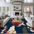 thumbnail image 3 of 5'x7' Area Rugs for Living Room Bedroom, Japanese Style Washable Rug Carpet Runner Indoor Outdoor, Modern Cranes Cherry Flower Wave Navy Blue Non Slip Floor Mats Area Rug for Kitchen, Nursery, 3 of 8