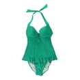 thumbnail image 2 of Profile Womens Peplum Ruffle 2 Piece Tankini, Green, 32D, 2 of 2