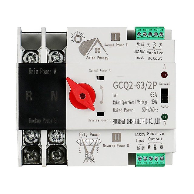 Sistema fotovoltaico del carril 2p 63a Ac220v picovoltio del dinar del interruptor de la transferencia de la energía solar fotovoltaica al poder