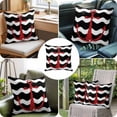 thumbnail image 6 of Red Nautical Throw Pillow Cover Anchor Navy Blue Wavy Stripes Cotton Linen Cushion Cover Throw Pillow Case with Invisible Zipper for Couch Sofa Bed Chair Car 26x26 Inch, 6 of 9