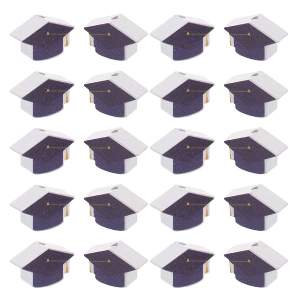 50 cuentas espaciadoras de madera con forma de birrete de graduación pequeño para manualidades, cuentas de madera natural para collares, pulseras y guirnaldas.
