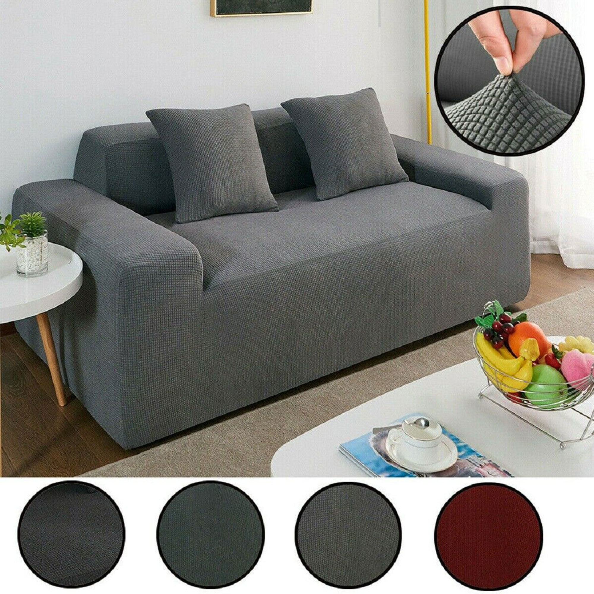 Pure Color Stretch Elastic Slipcover Sofa Protect Full Cover Couch 1 2 3 4 Seat 