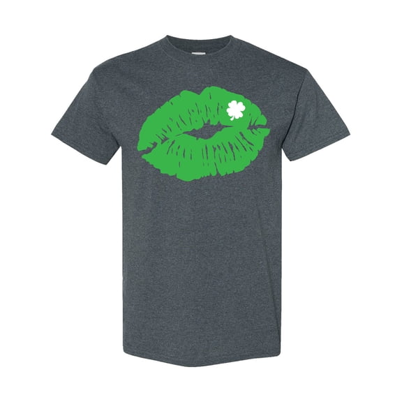 Inktastic St. Patrick's Day Lucky Lips with White Shamrock T-Shirt