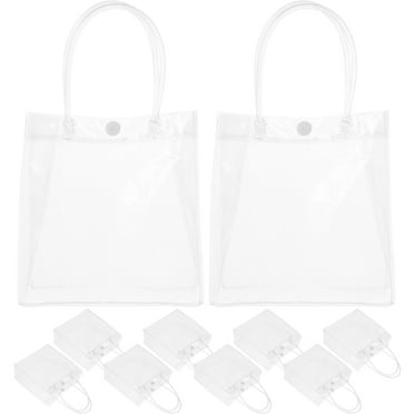 10 Pcs Clear Plastic Bags with Handles Goodie Bride Transparent