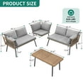 thumbnail image 4 of Dextrus 4 Pieces Patio Furniture Sets, Outdoor Sectional L-Shaped Sofa Set with Thickness Cushions and Table, Gray, 4 of 7