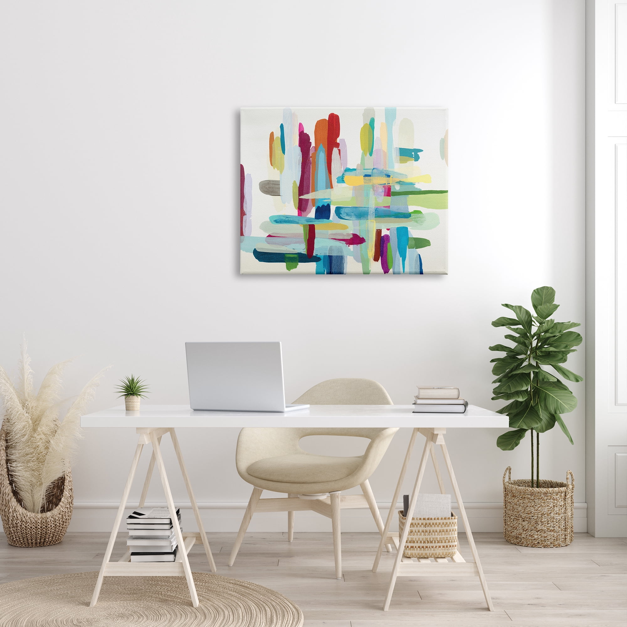 The Stupell Home Decor Collection Colorful Cross Hatch Abstraction XXL Stretched Canvas Wall Art