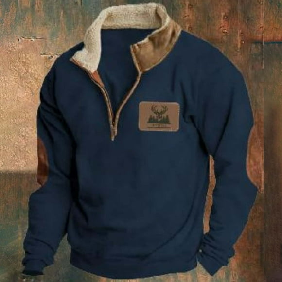 WILLBEST Hoodies for Men Sudaderas De Hombre 2024 Men's Winter Fashion Sports 3D Digital Printed Turtleneck Half Zip Hoodie