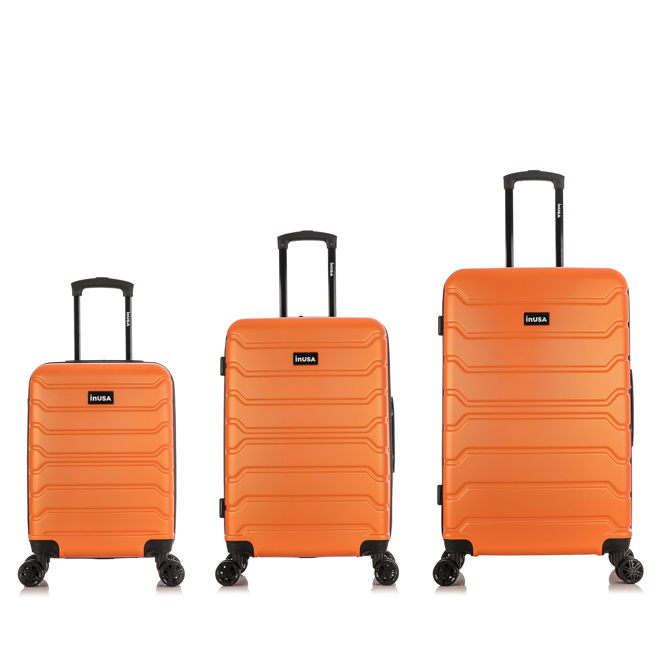 InUSA Trend 3-Piece Hardside Luggage Sets with Spinner Wheels, Handle, Trolley, (20"/24"/28"), Orange