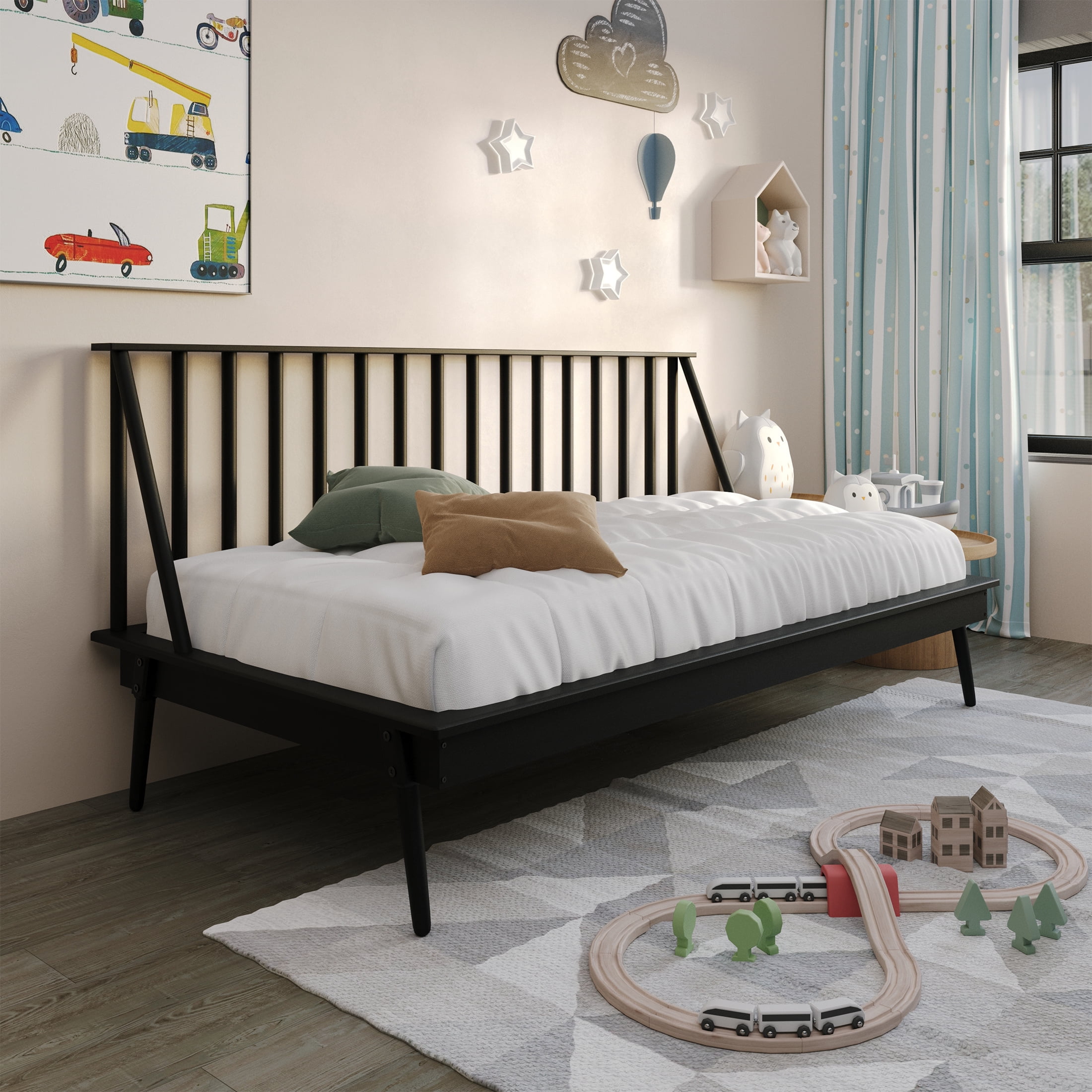 Castle Place Vintage Spindle Twin Size Wooden Daybed, Black