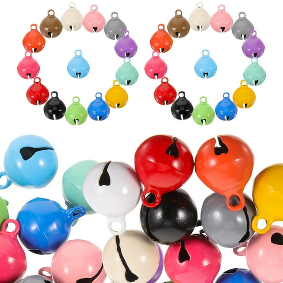 DINHEAROM 60Pcs Pet Collar Charm with Small Round Bells for Dogs and Cats in Assorted Colors