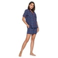 thumbnail image 4 of Ashford & Brooks Women's Woven Short Sleeve Pajama Shorts Set, Blue/Burgundy, S, 4 of 5