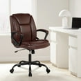 thumbnail image 7 of BestOffice Mid Back Lumbar Support and Swivel Office Desk Chair, Brown, 7 of 7