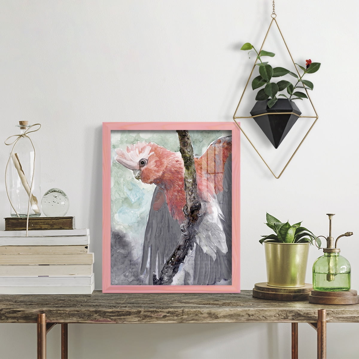 Tropic Parrot II - Framed Print w/glass - Sunset Pink