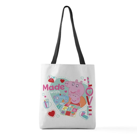 CafePress - Peppa Pig: Made With Love - Polyester Tote Bag 16"x16"