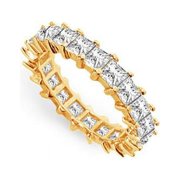 Fine Jewelry Vault UBAGVYSQ350CZ229 Three & Half CT CZ Eternity Band in 18K Yellow Gold Vermeil, 22 Stones