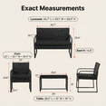 thumbnail image 3 of Patio Furniture Set Lofka 4 Pieces Outdoor Wicker Conversation Set with Tempered Glass Table, Modern Rattan for Balcony/Porch/Poolside, Black Cushion, 3 of 11