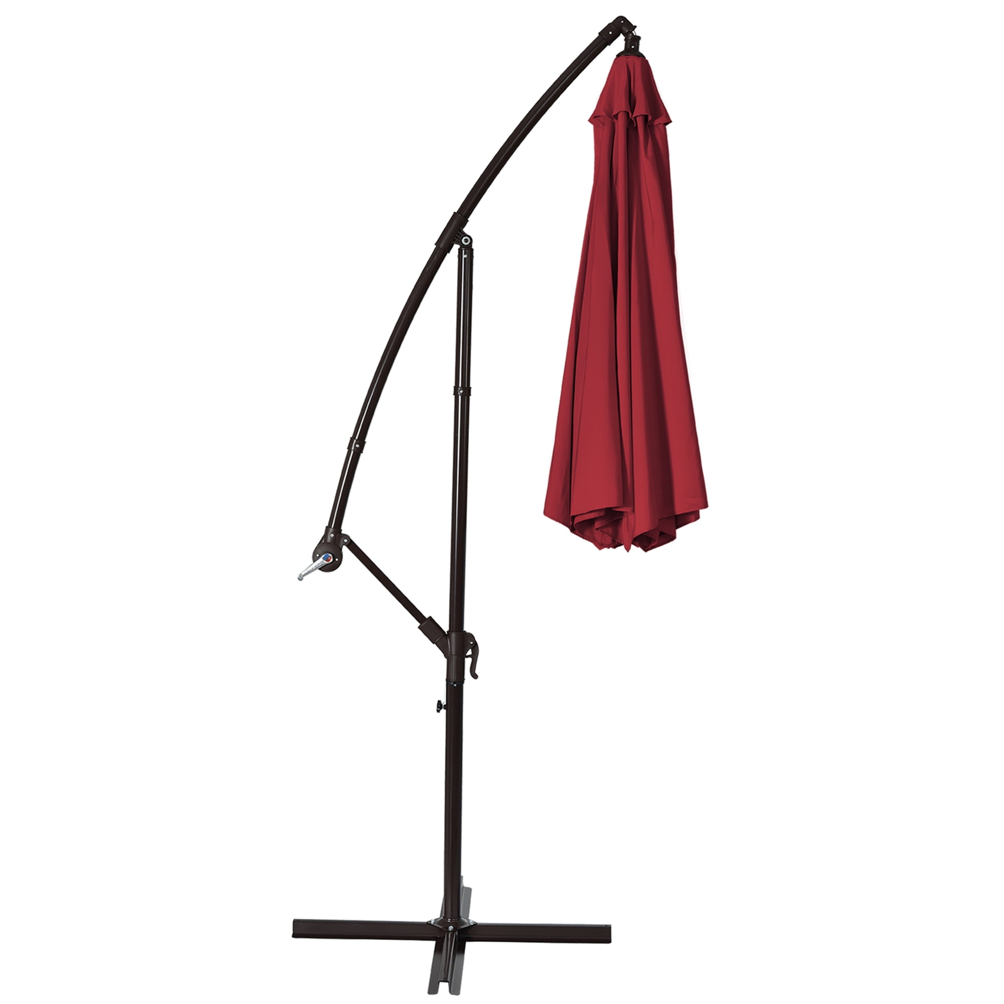 Gymax 10 ft Patio Cantilever Offset Umbrella Yard Garden Outdoor w/ 8 Ribs Burgundy