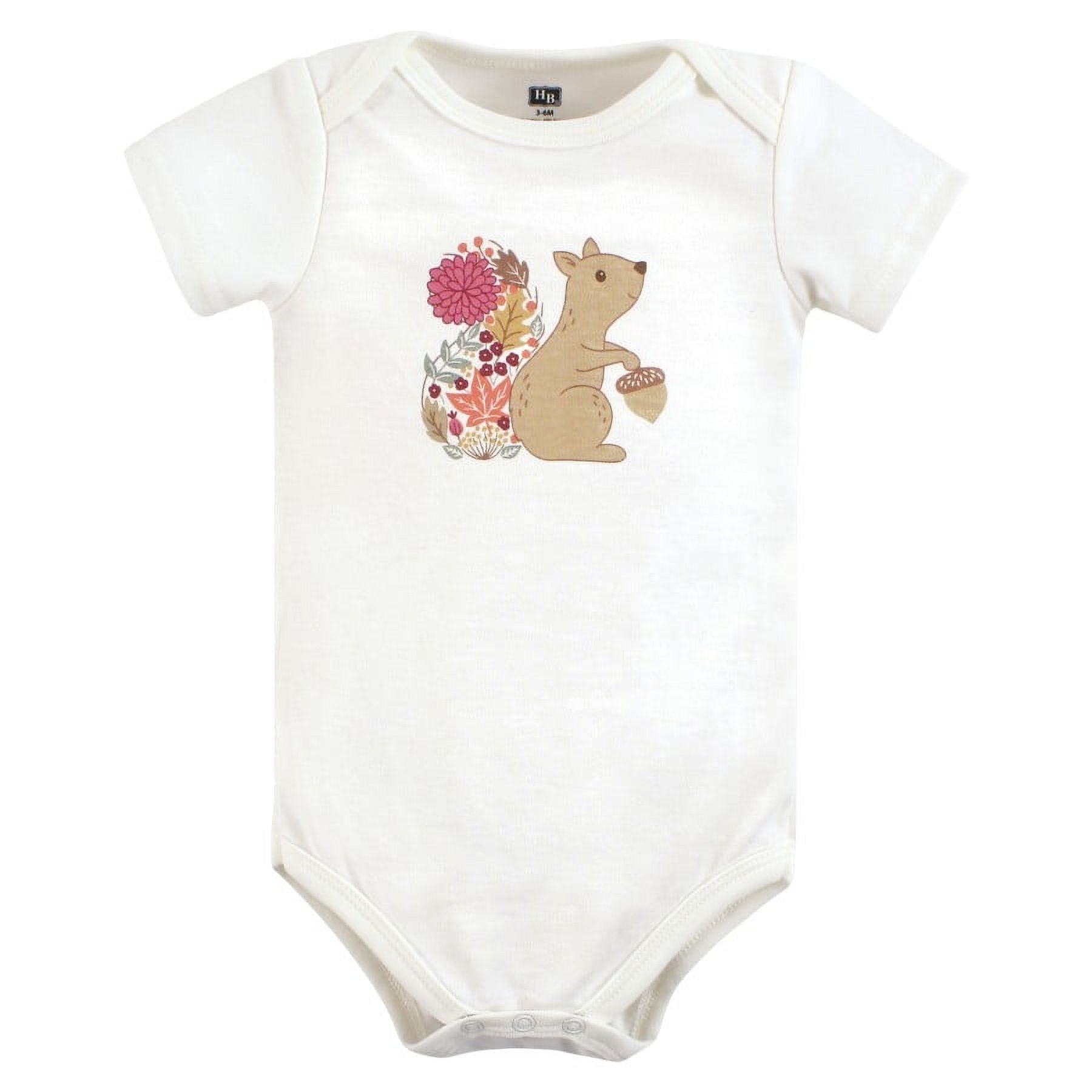 Hudson Baby Infant Girl Cotton Bodysuits, Fall Squirrel, Newborn