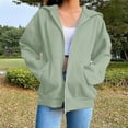 thumbnail image 2 of yardsong Womens Zip Up Hoodies 2025 Oversized Hoodie for Women Trendy Workout Hooded Sweatshirts Fall Winter Zipper Y2k Track Jacket Coat Green,L, 2 of 8