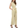thumbnail image 4 of INSPIRE CHIC Women's Ankle Tie Waist Workwear Button Front Sleeveless Jumpsuit XL Apricot, 4 of 7