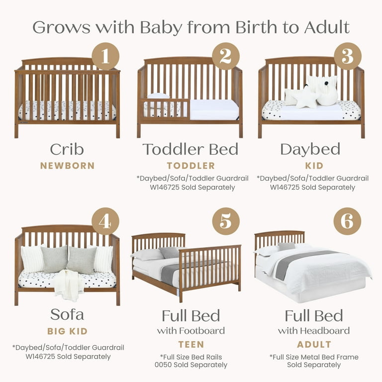 Delta Children Hanover 6-in-1 Convertible Baby Crib, Chestnut