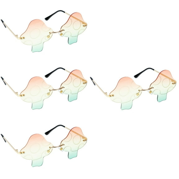 Masteelf 4 Pairs of Mushroom Shape Sunglasses Irregular Rimless Eyewear Fashion Sunglass