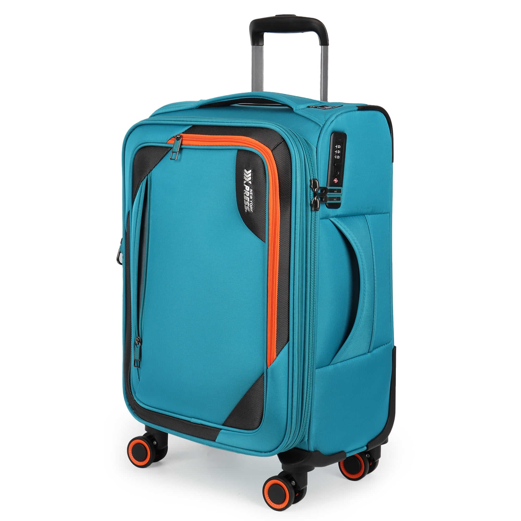 New York Xpress 22" Softside Carry-on Luggage, Expandable Suitcase with Spinner Wheels, TSA-Approved, Sky Blue , WD8818