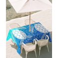 thumbnail image 2 of 52x70 Inch Outdoor Tablecloth with Umbrella Hole Zipper Rectangle Beach Sea Turtle Rectangular Tablecloths Outside Waterproof Abstract Gradient Blue Coastal Waves Patio Table Cloth Cover for Picnic, 2 of 8