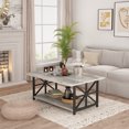 thumbnail image 2 of Stmoze Coffee Table, Modern 2-Tier Coffee Table with Storage, Wooden Tea Table, Rectangular Center Table for Living Room, Sofa,Sturdy Frame, Gray, 2 of 9