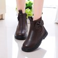 thumbnail image 4 of Xijirk Girls Leather Boots Shoes Waterproof Bow Side Zip Short Boots Non Breathable Boots,Size 12, 4 of 9