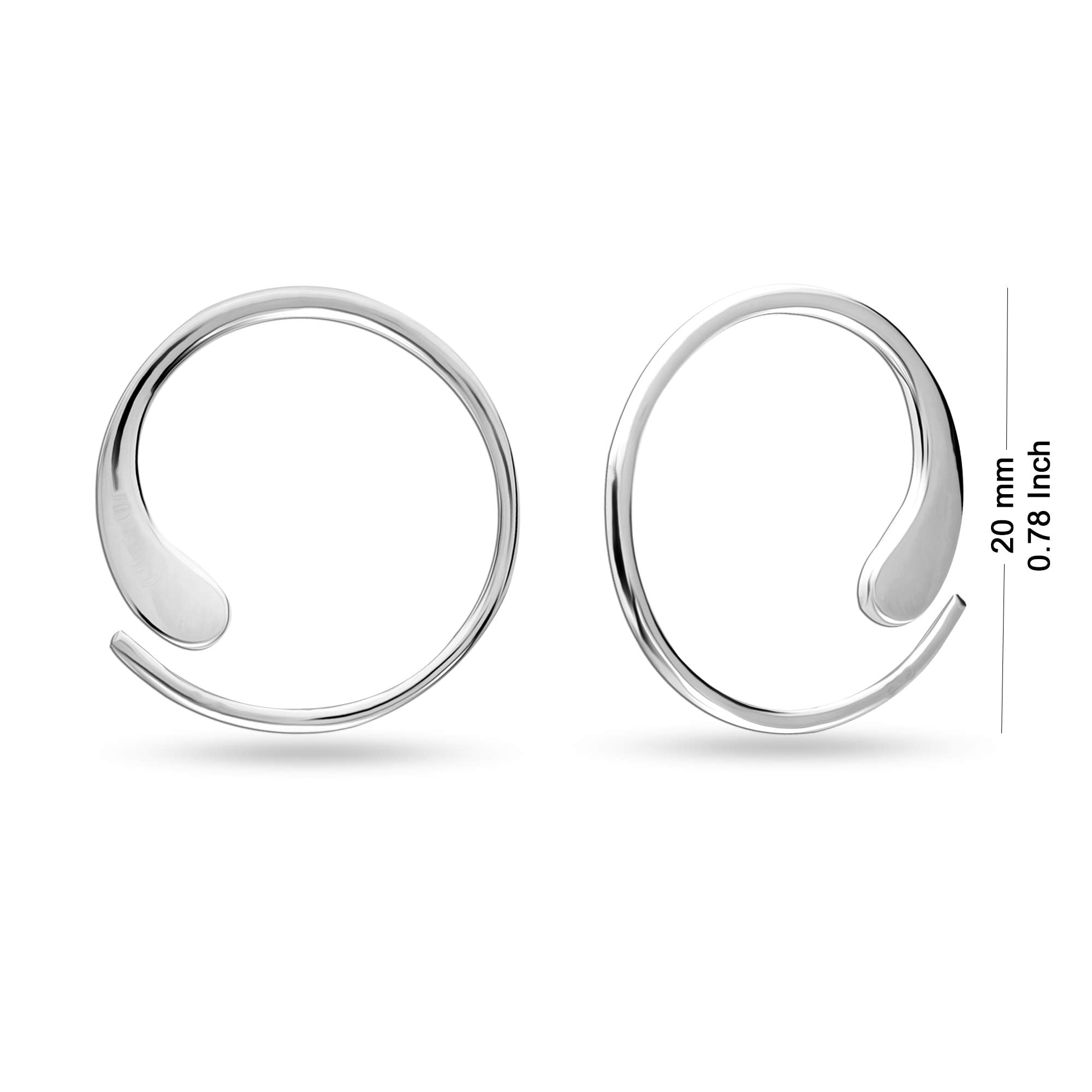 LeCalla 925 Sterling Silver Wire Threader Earrings Hypoallergenic Jewelry Gifts for Women and Teen 20MM